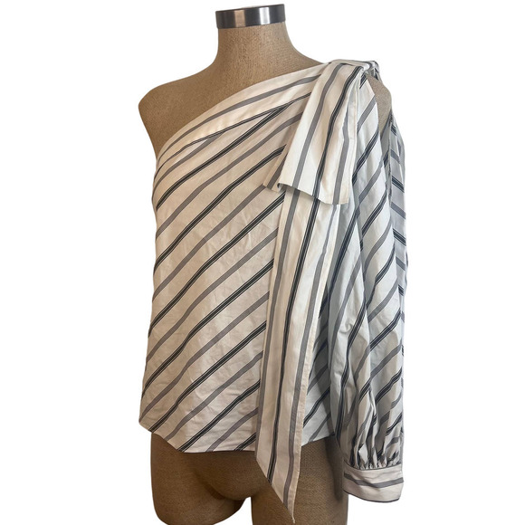 Milly Nina One Shoulder Blouse SZ 2 - Picture 2 of 11
